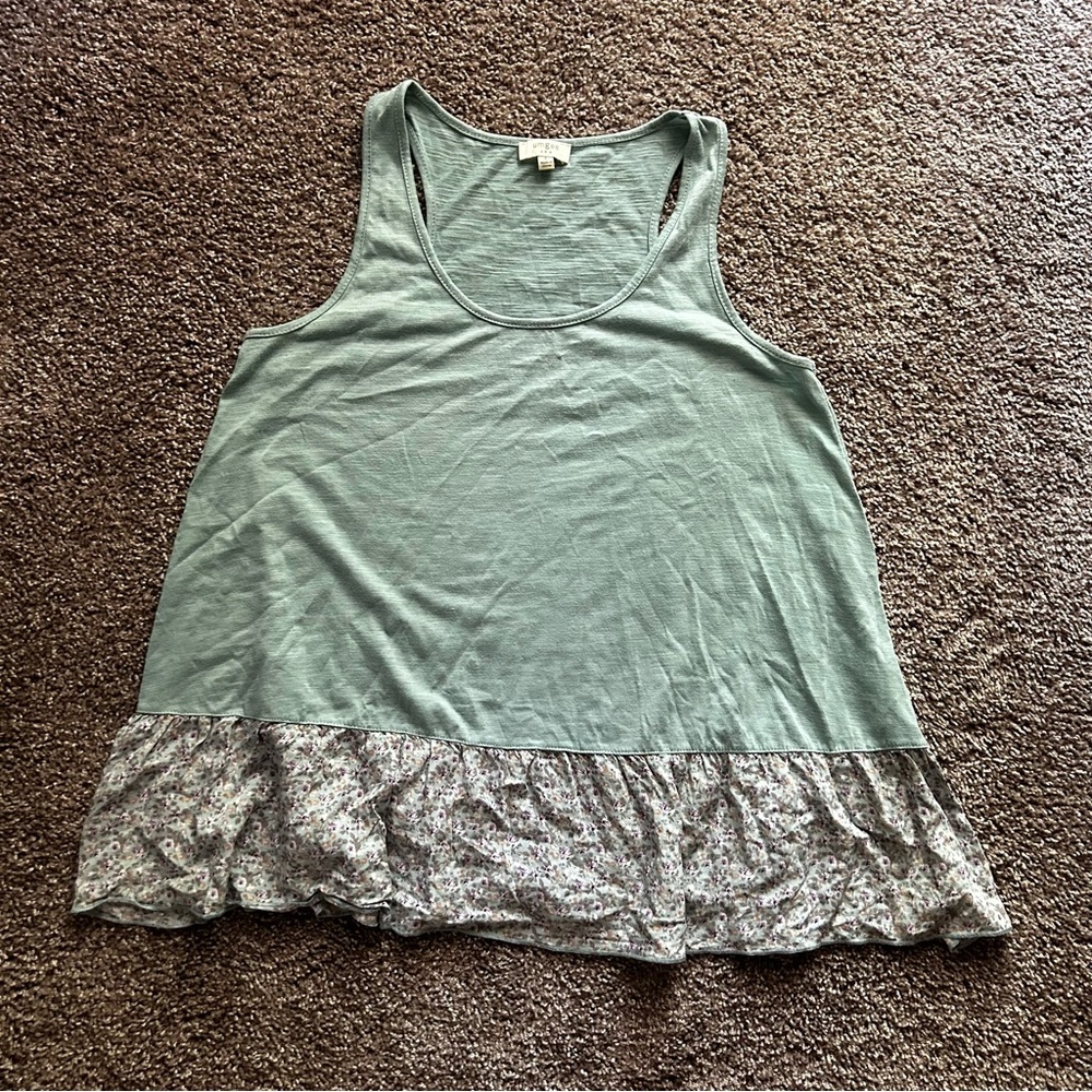 Umgee Tank Top Floral Hem Blue L